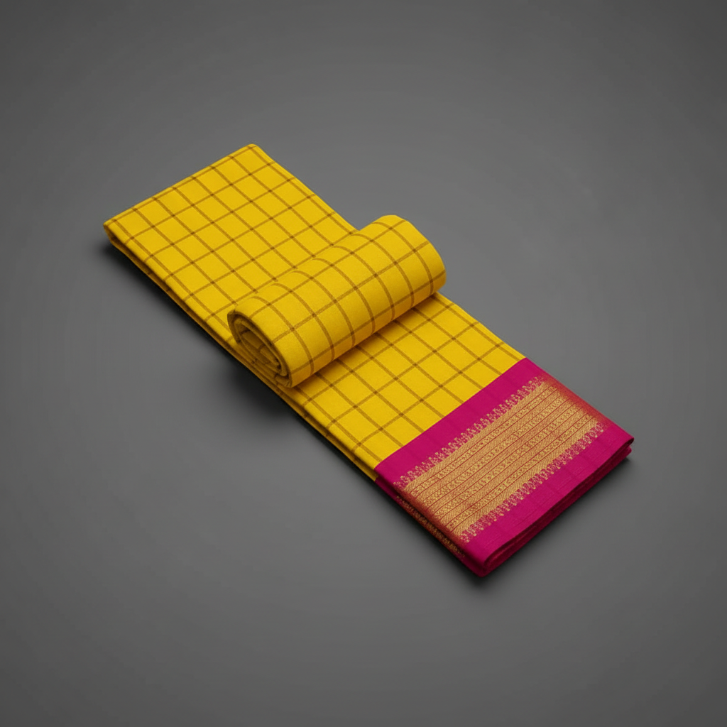 Yellow Chettinadu Silk Saree