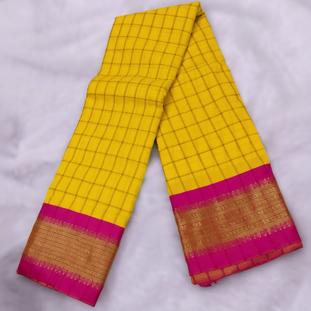 Yellow Chettinadu Silk Saree