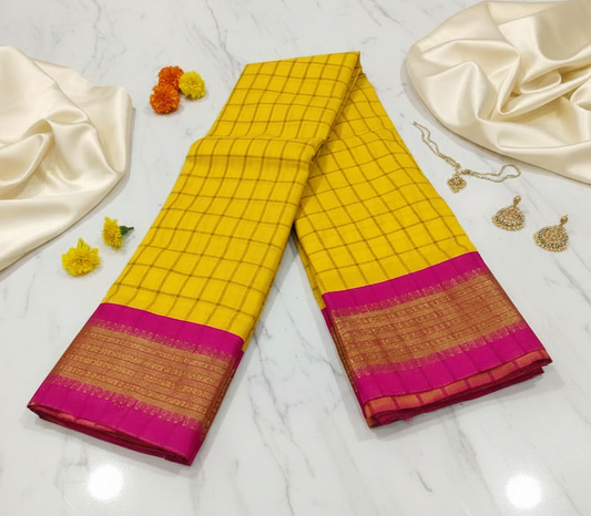 Yellow Chettinadu Silk Saree