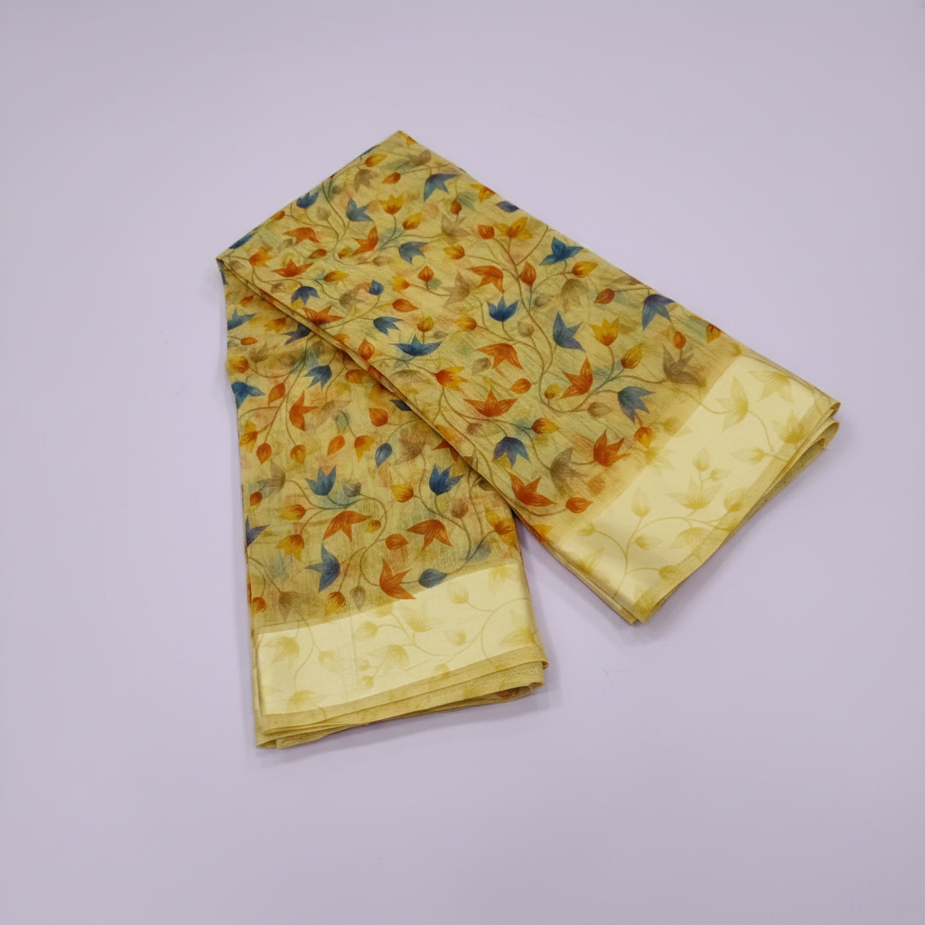 Yellow Fancy Cotton Saree 