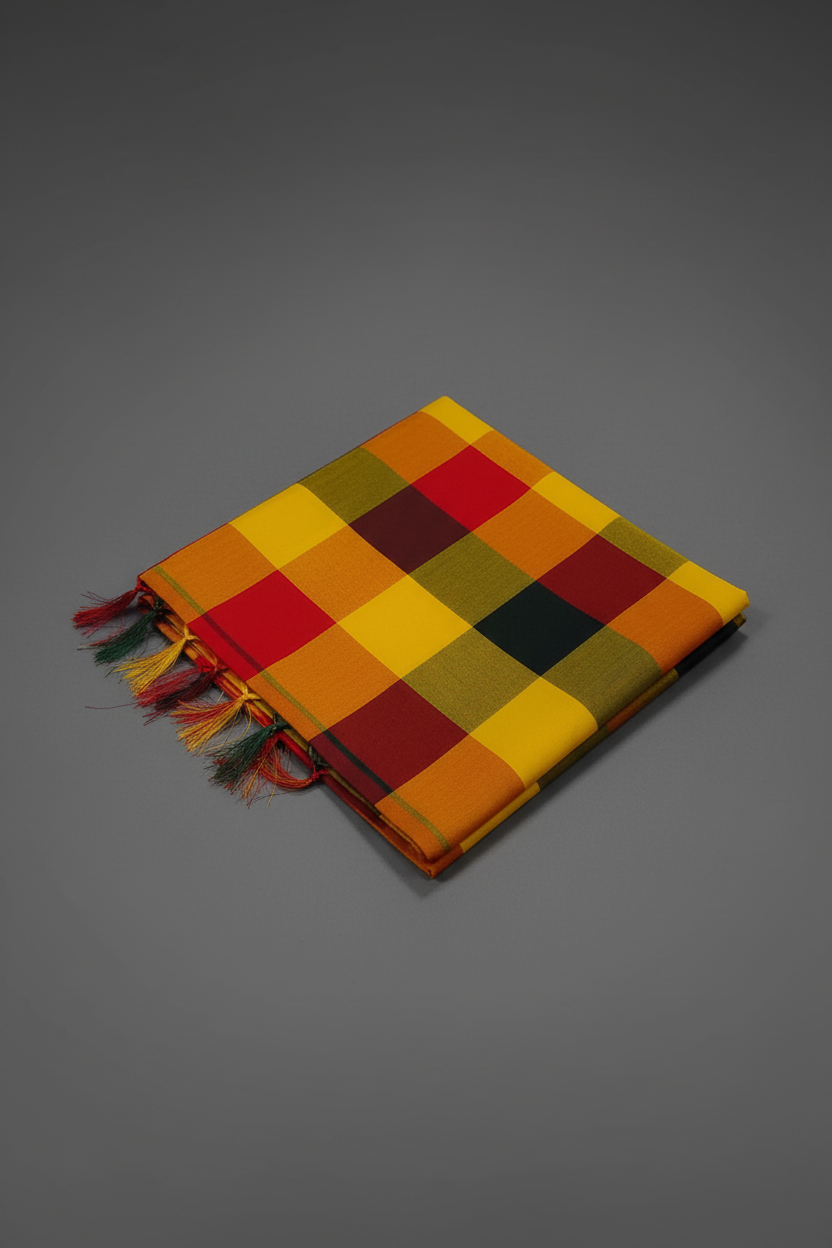 Yellow Fancy Checks Saree