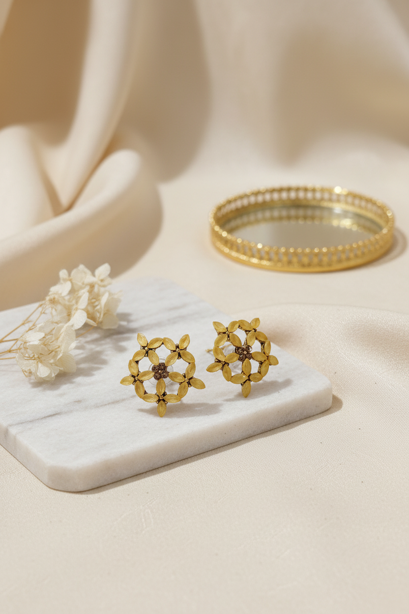 Yellow Floral Fancy Earrings