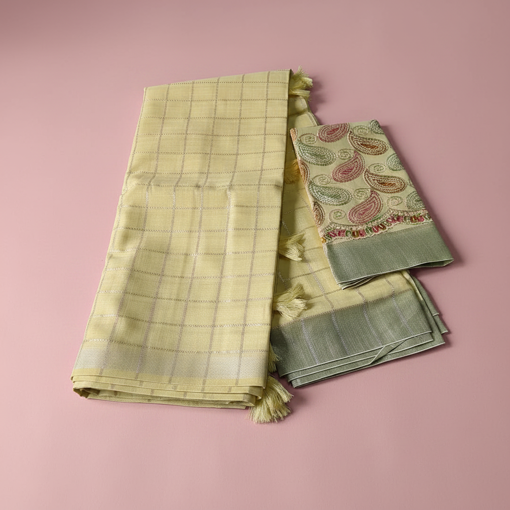 Yellow Linen Elegance Saree