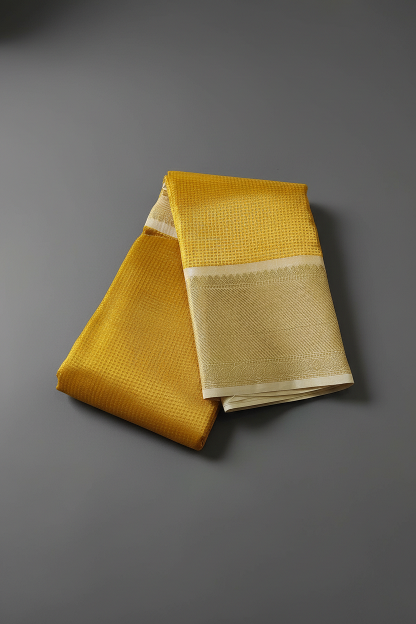 Mustard Yellow Nayanthara Tissue Saree