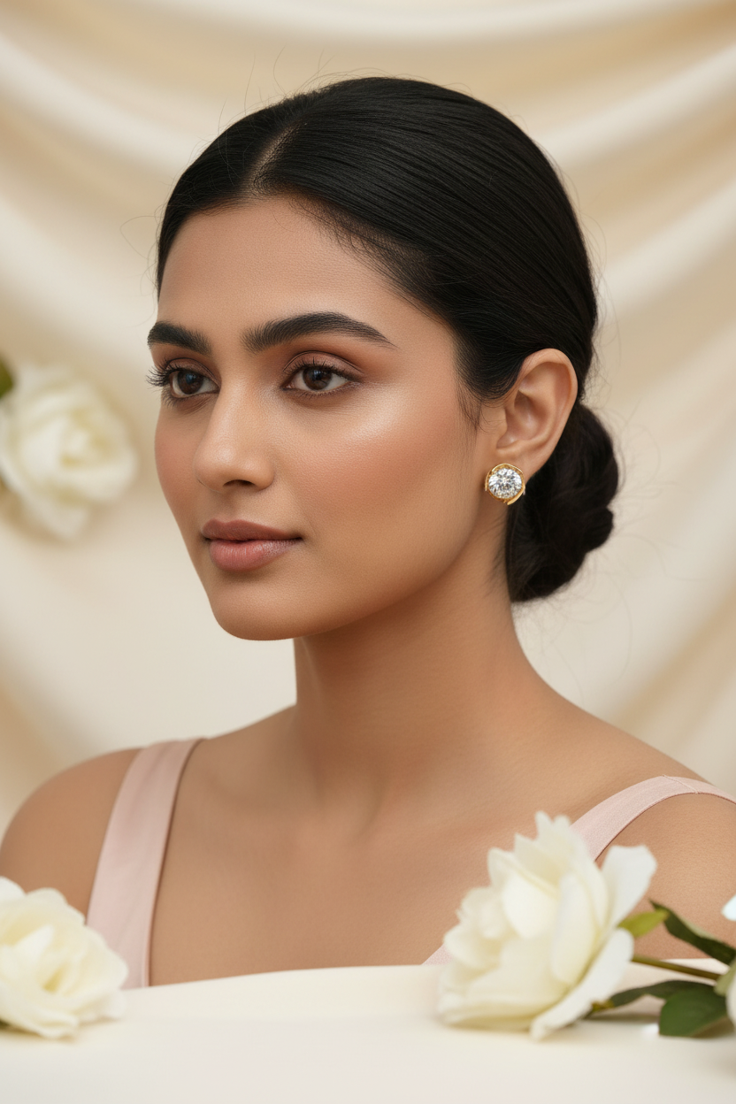 Cubic Zirconia Gold Stud 