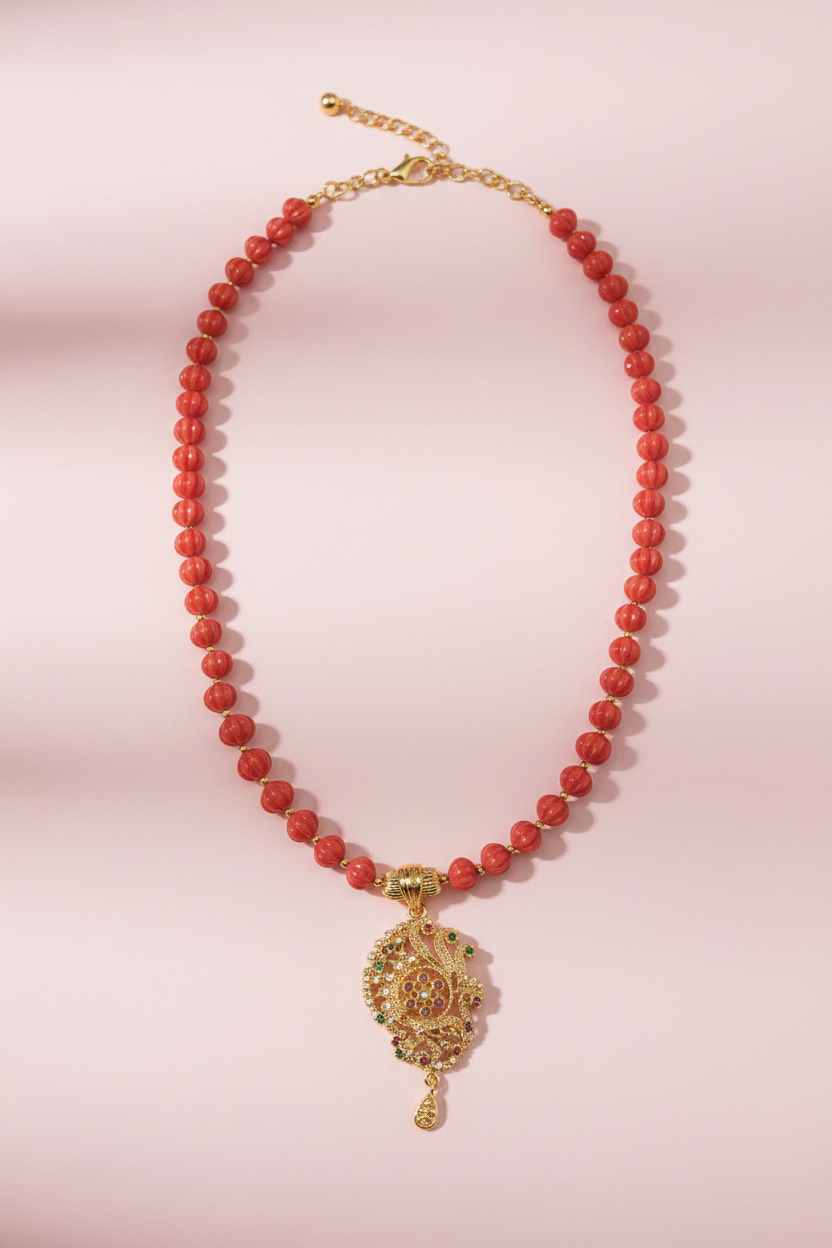 AD stone coral beads chain 