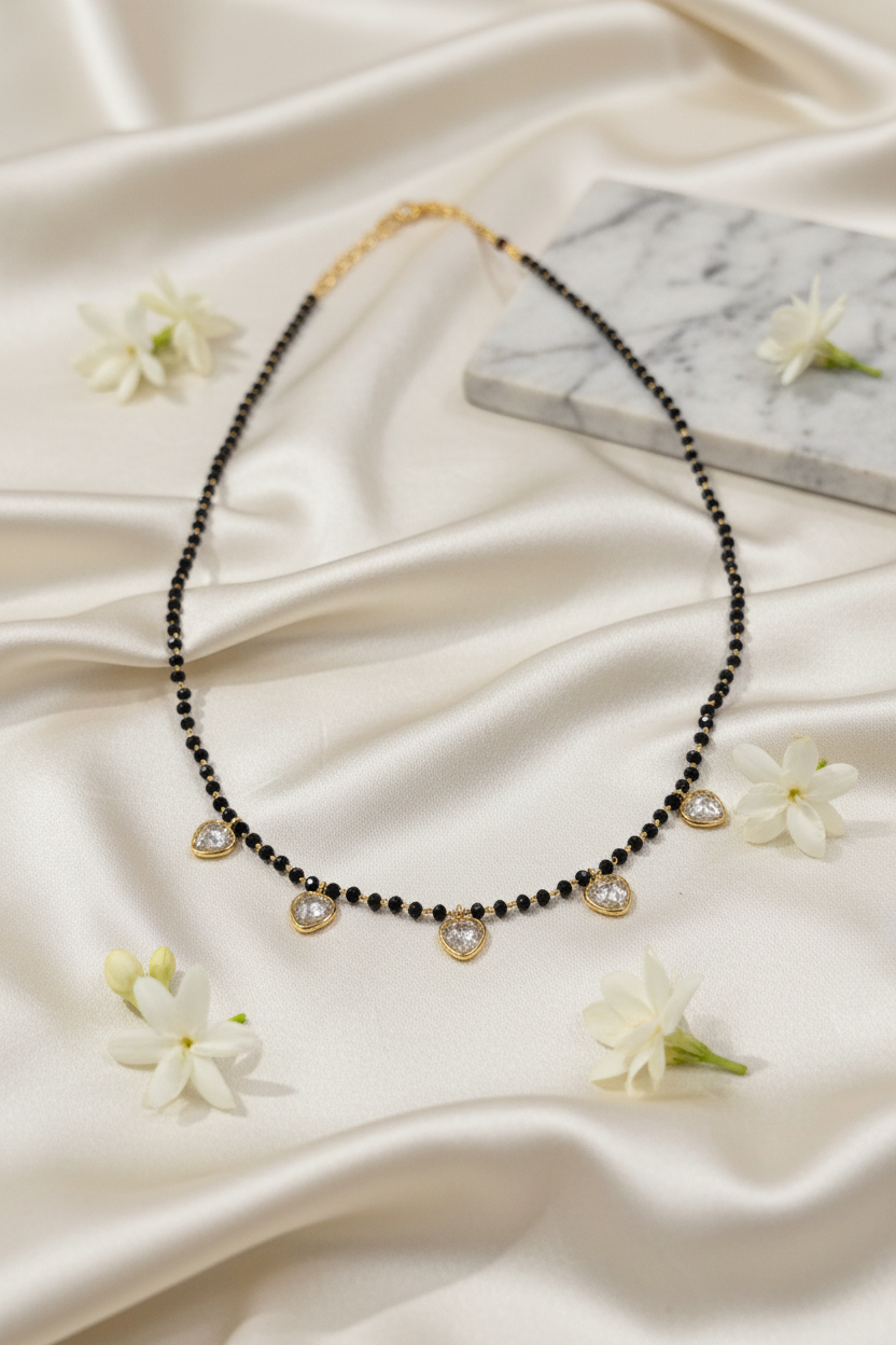 Black crystal stone mangalsutra 