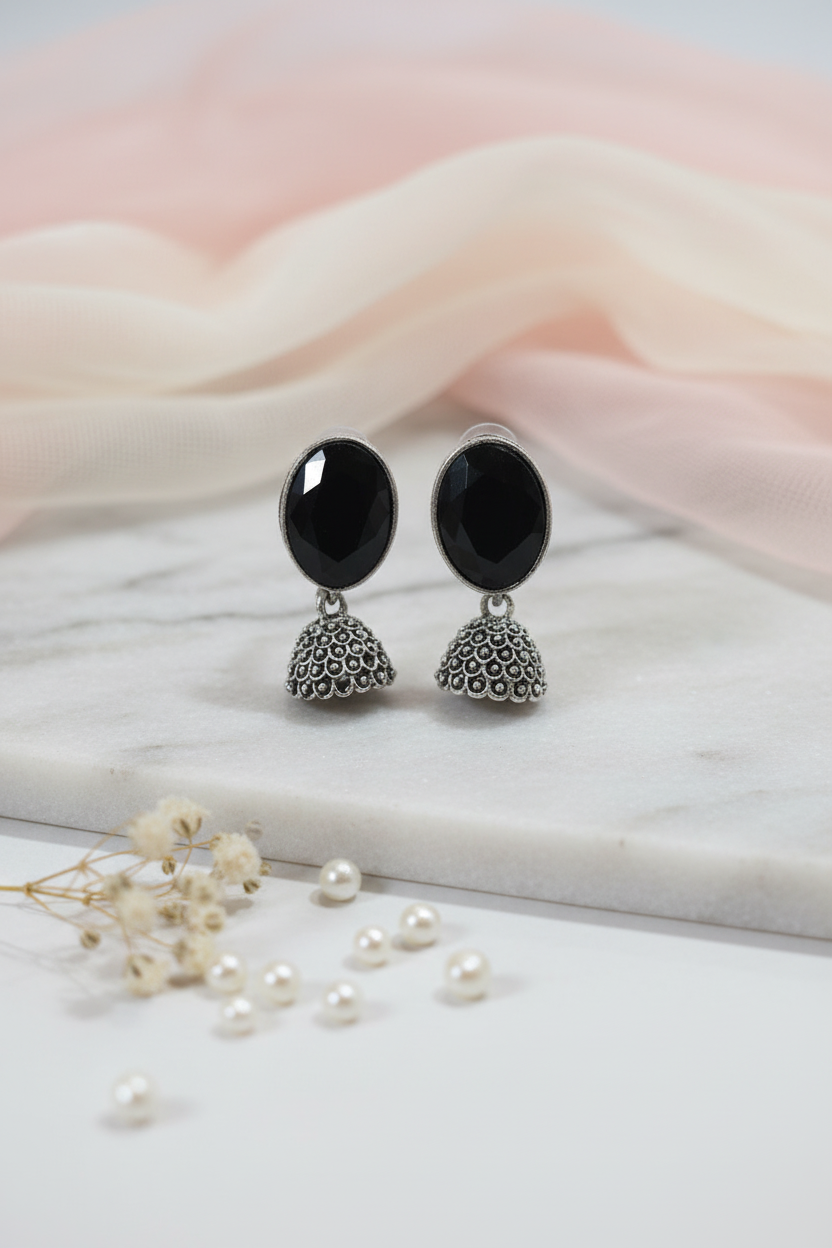 Black Round Jhumka