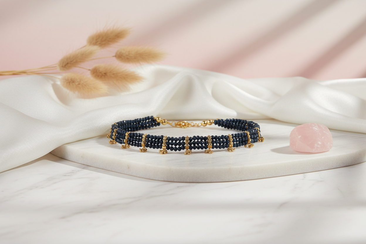 blue beads choker