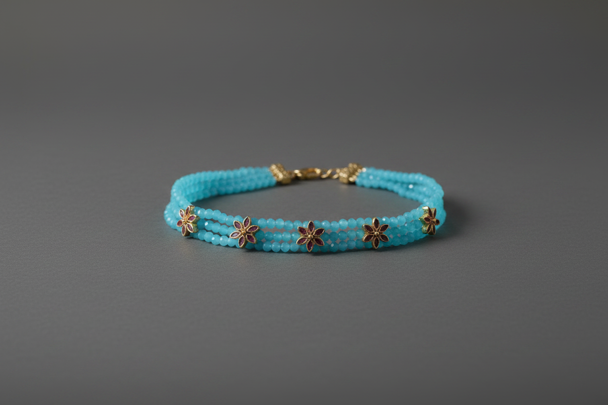 Blue Floral Ruby Choker