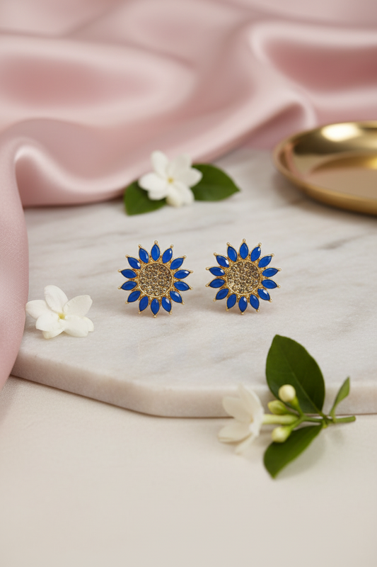 blue_floral_stud__earrings