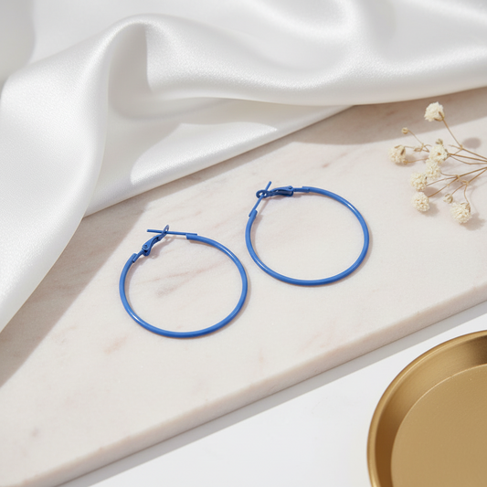 Blue Hoop Earrings
