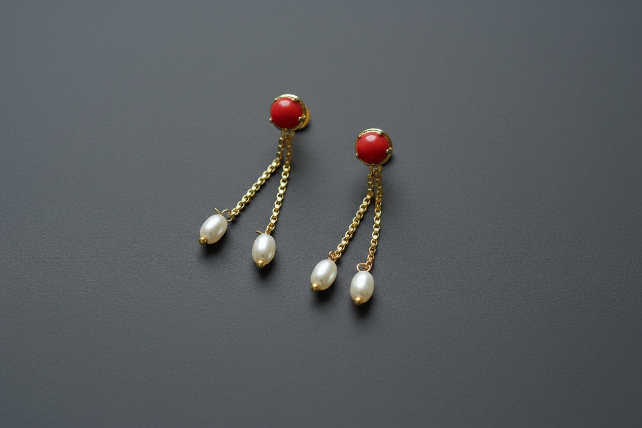 Coral Red Earrings