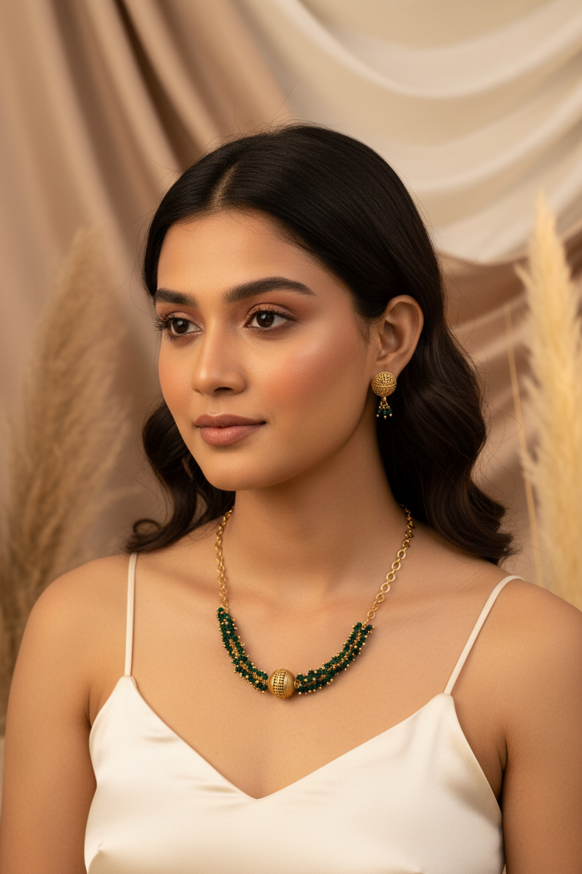 Crystal Green Matte Necklace 