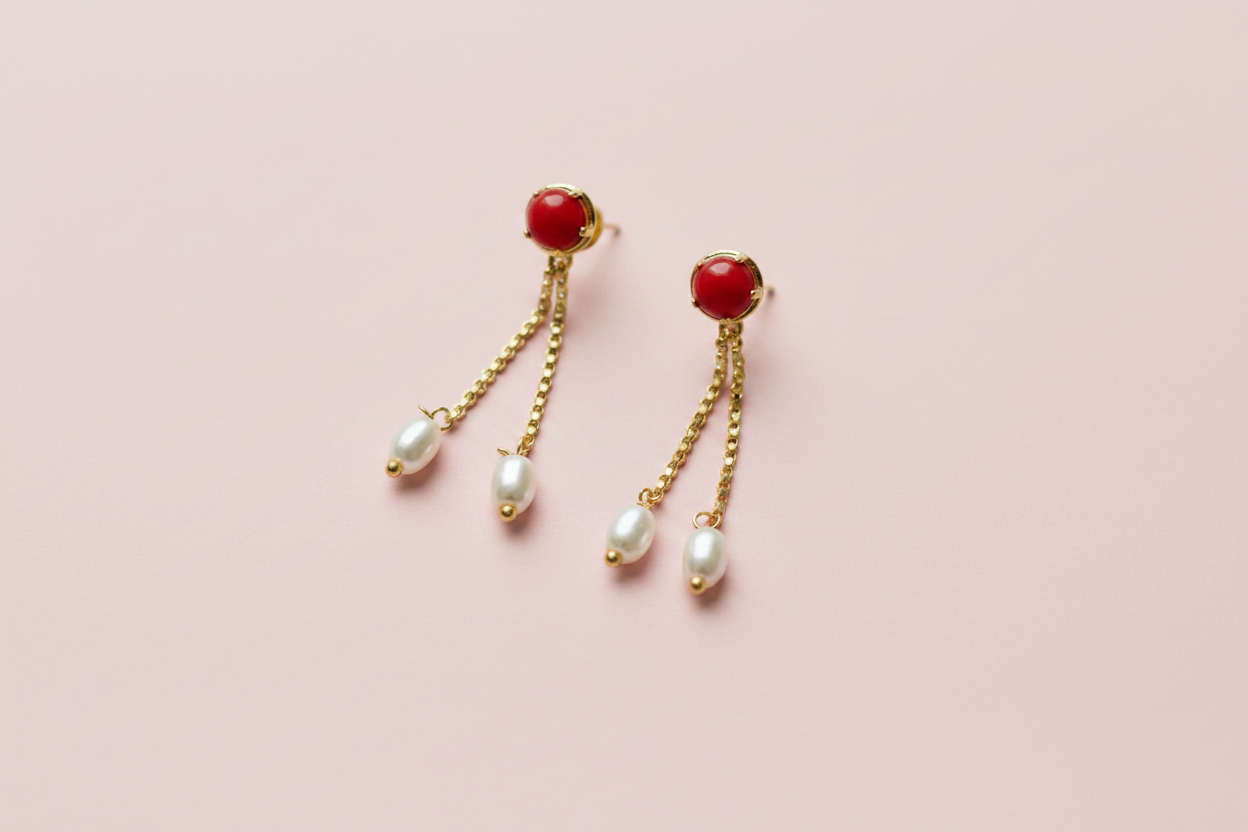 Earrings Red Coral