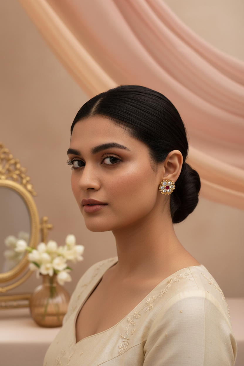 Floral Impon Stud Earrings 
