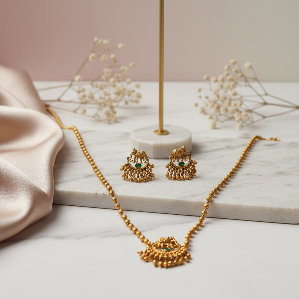 golden bead elephant choker