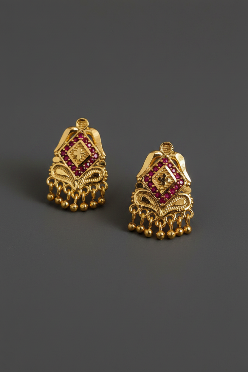 Golden drops Pink Earrings 