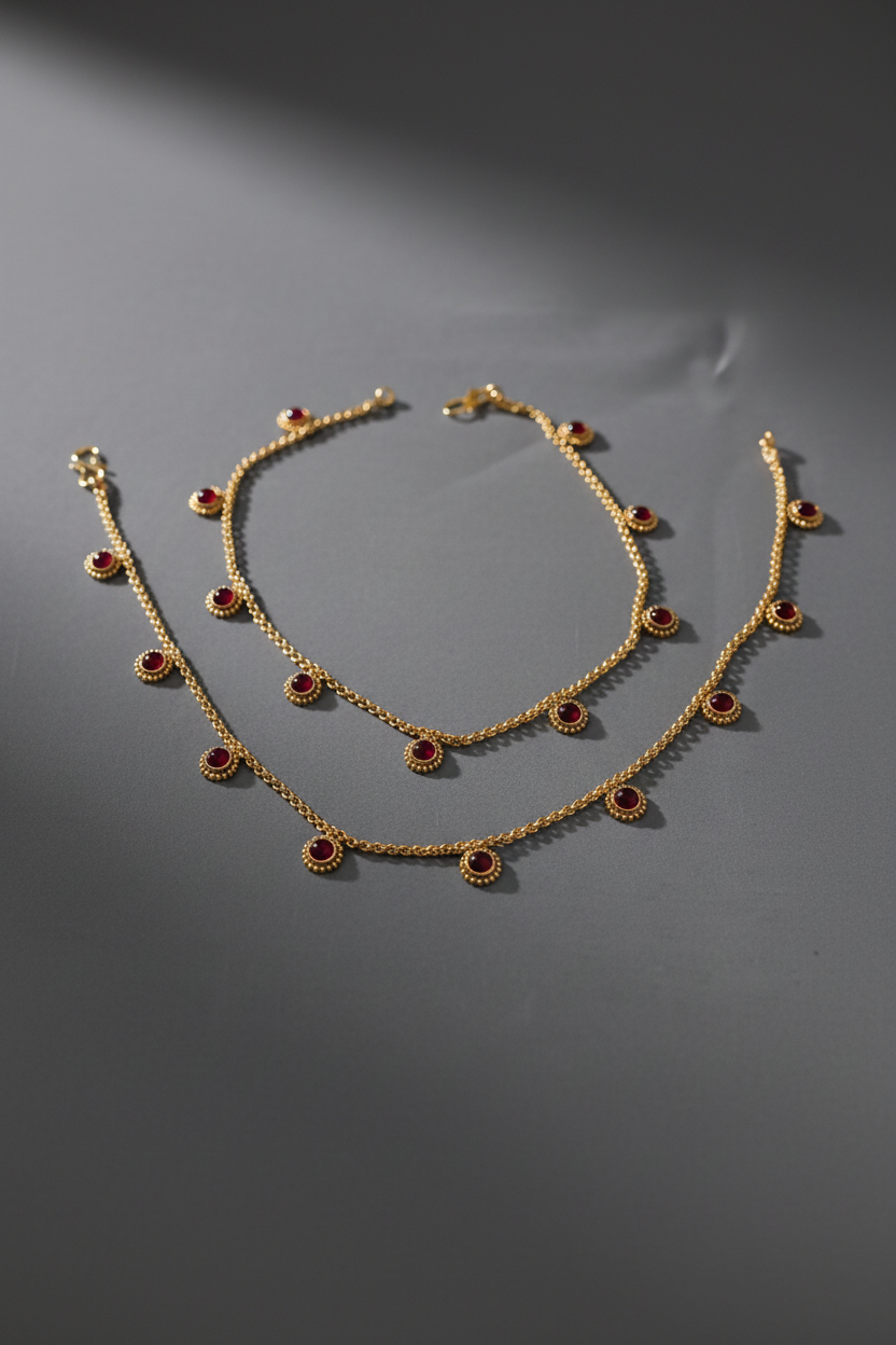 Golden Maroon Anklet