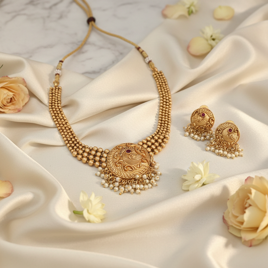 Golden Peacock Matte Choker 