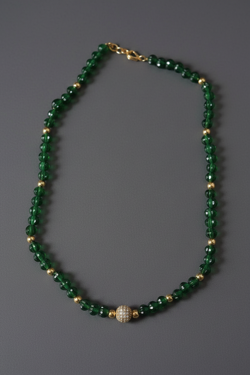 Green Pumpkin Beads AD Chain