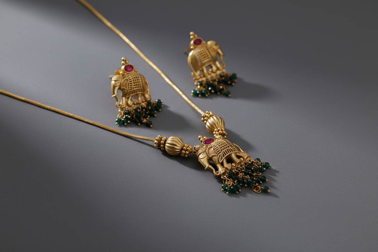 green crystal elephant chain 
