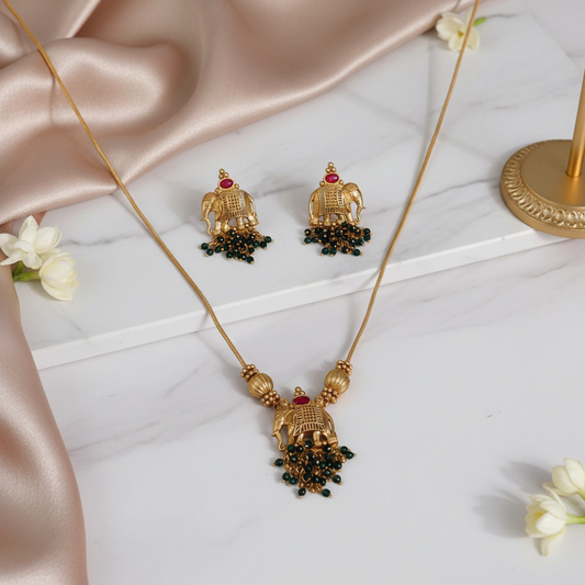 green crystal elephant chain 