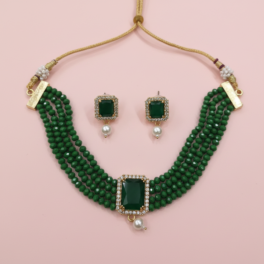 Green Four Line choker 