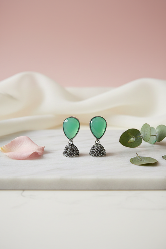 Green Tear Drop Earrings