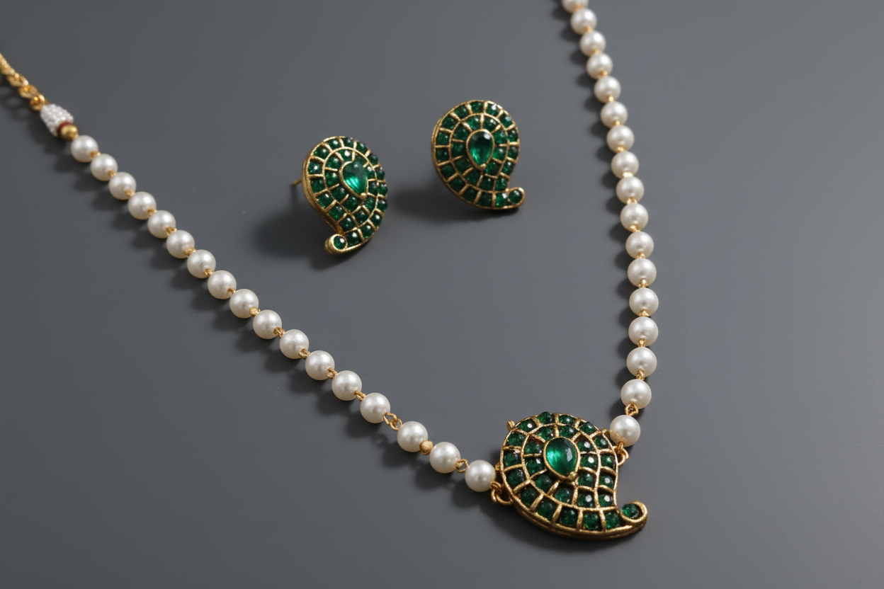 green mango pearl choker/ necklace 