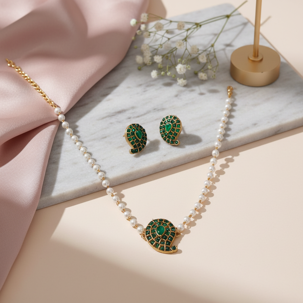 green mango pearl choker/ necklace 