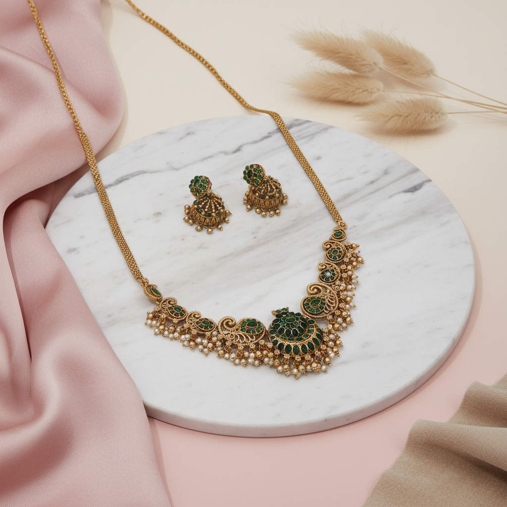 green matte necklace 