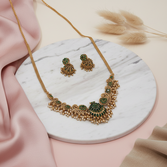 green matte necklace 