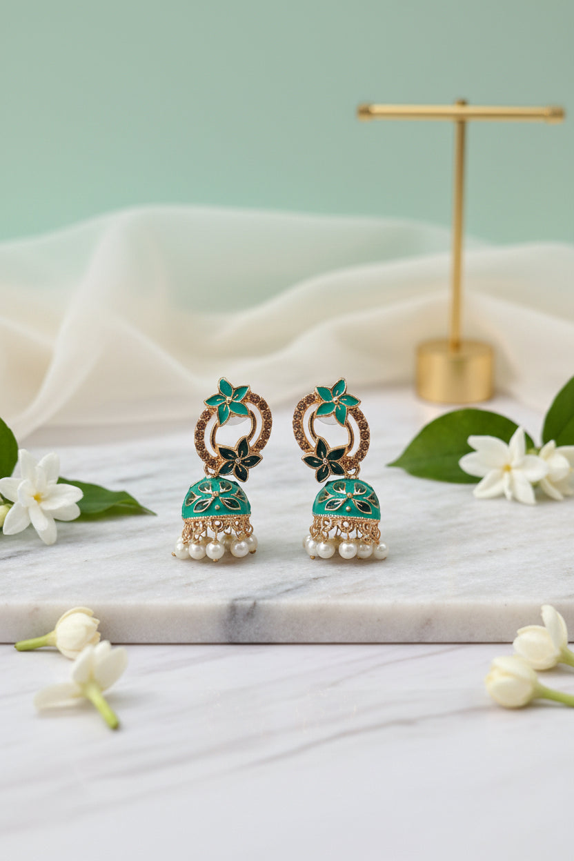 green_meenakari_earrings