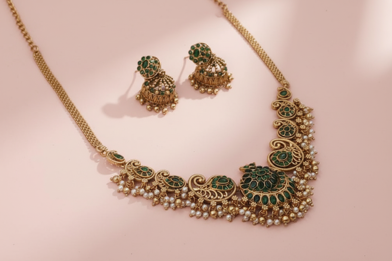 green matte necklace 
