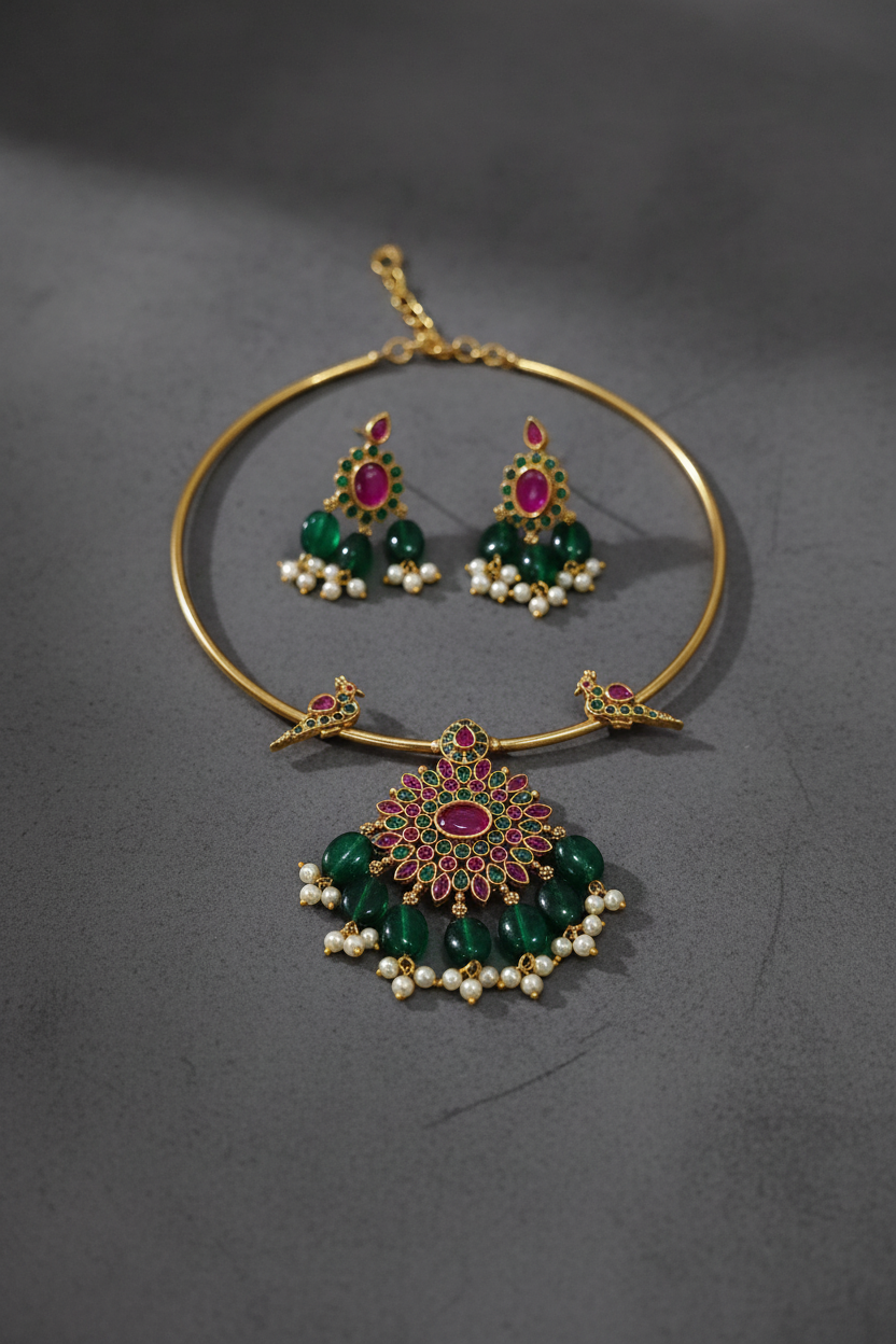 green_peacock_choker