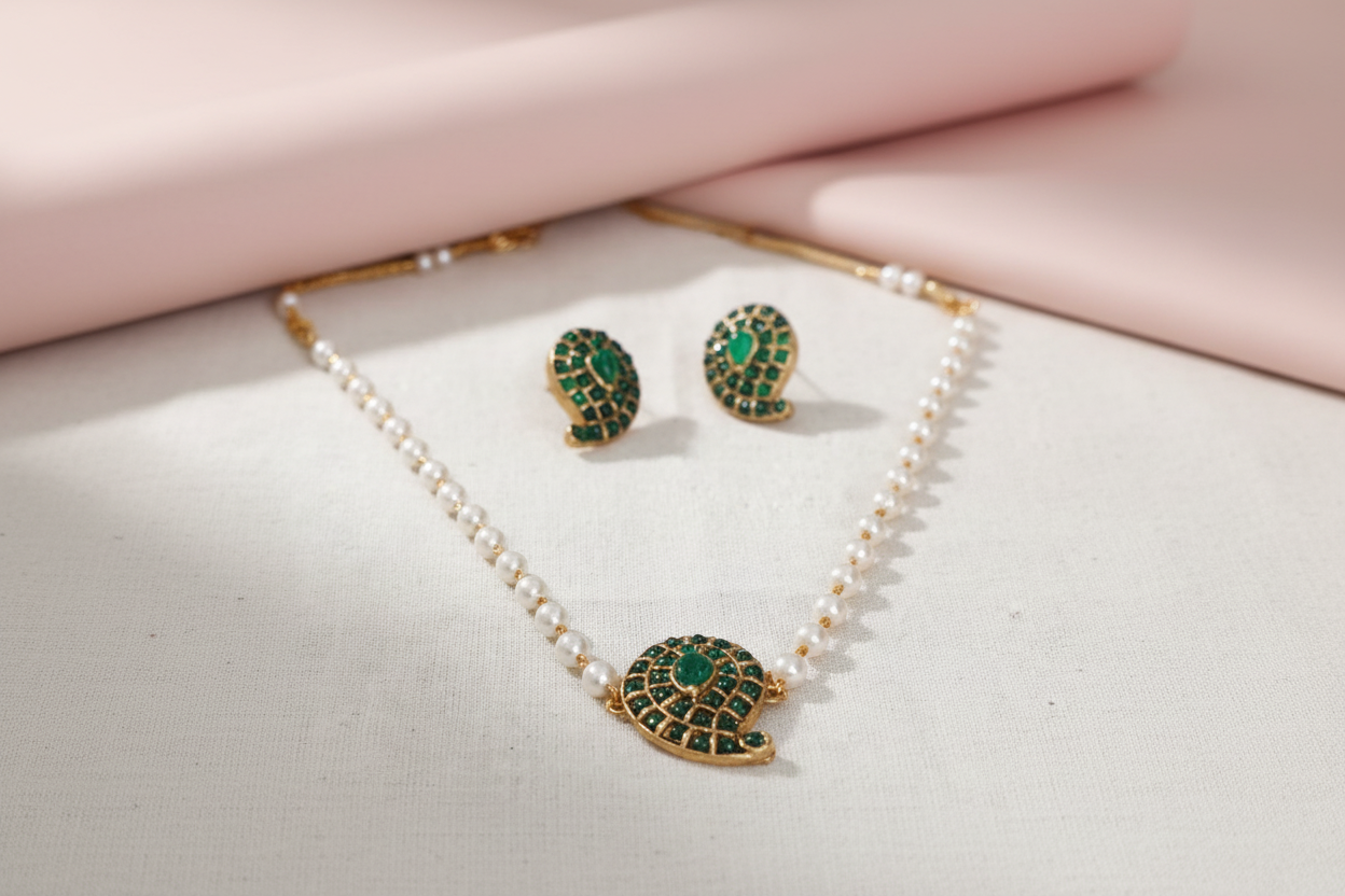 green mango pearl choker/ necklace 