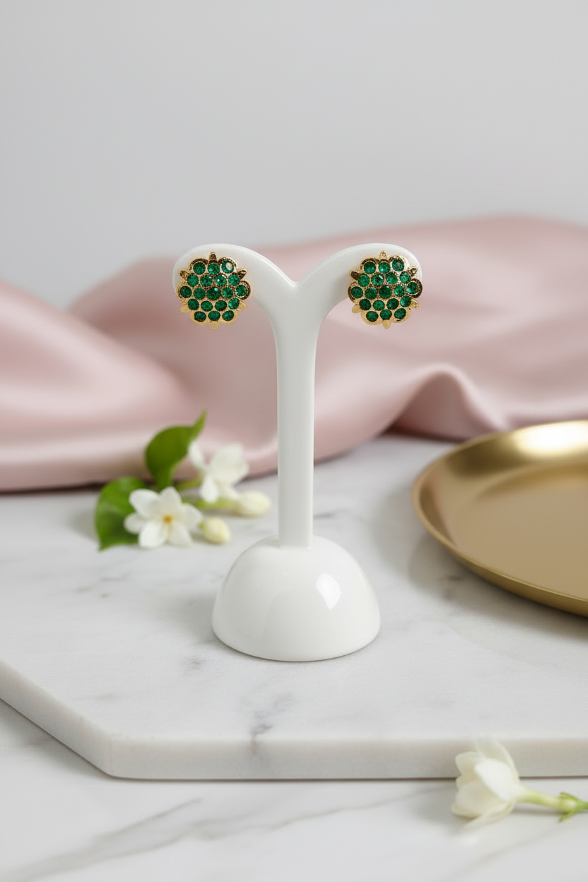 Green Stone Impon Earrings 