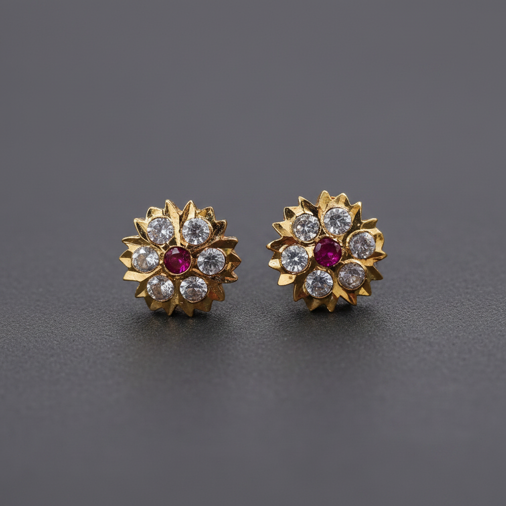 Impon Earrings Uncut Stones 