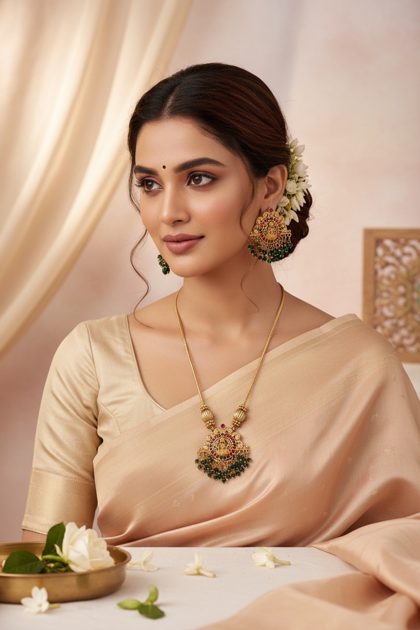 lakshmi matte green bead chain 