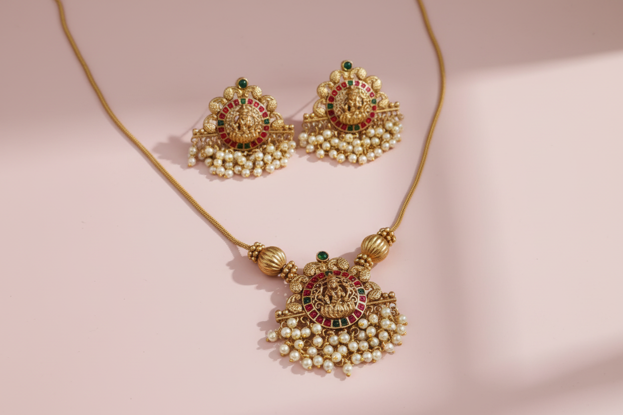 lakshmi matte pearl bead chain 