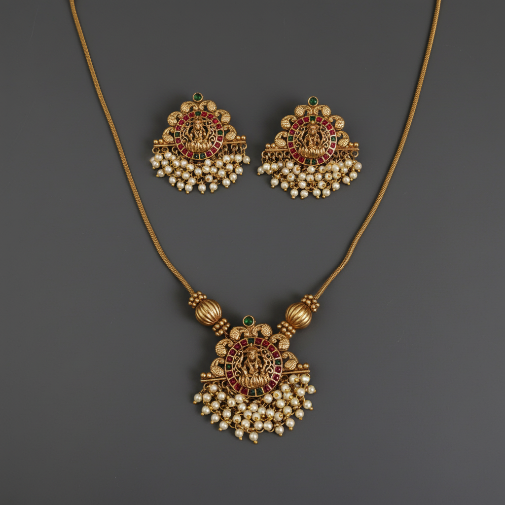 lakshmi matte pearl bead chain 