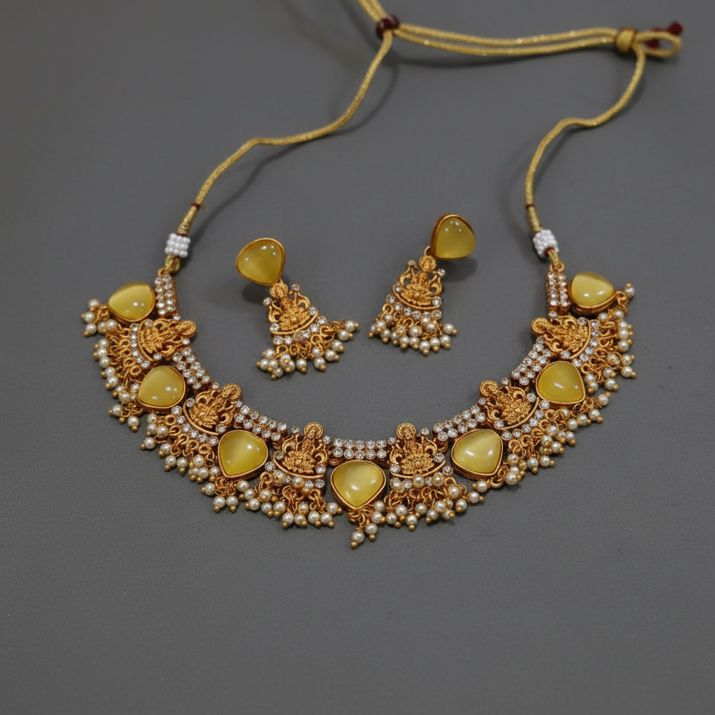 Yellow Stone Lakshmi Choker