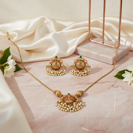 lakshmi matte pearl bead chain 