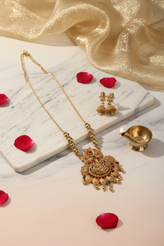 Lakshmi Temple Matte Chain 