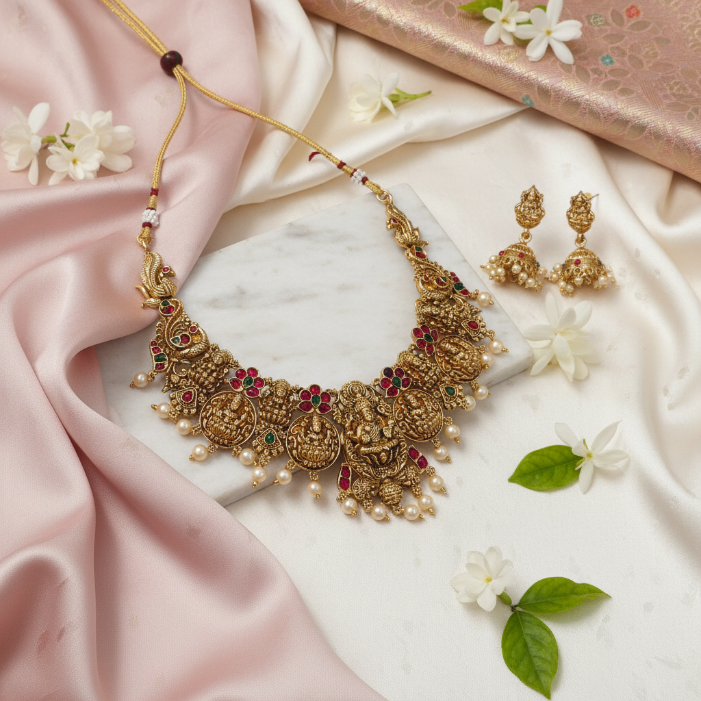 Lakshmi Temple Matte Necklace 