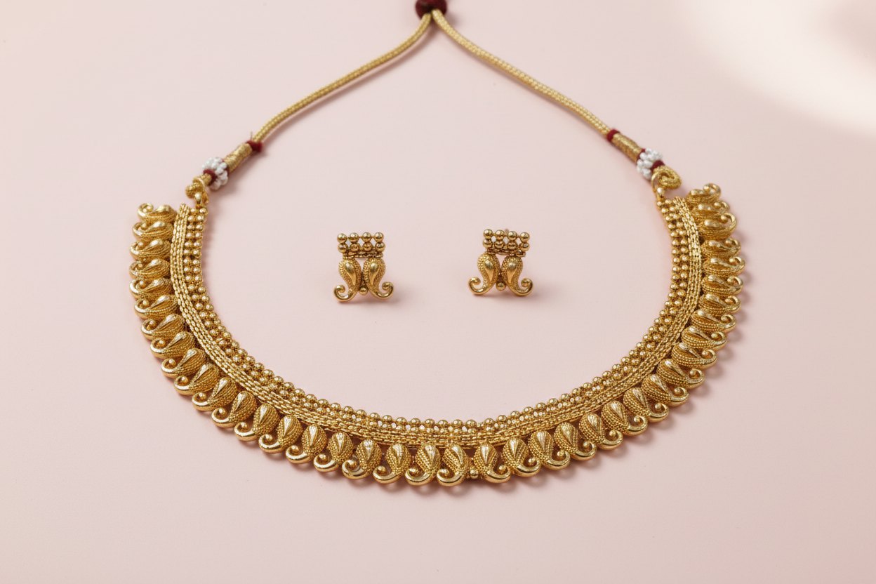 Mango Gold Finish Necklace 