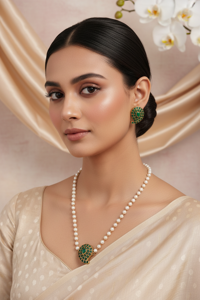 green mango pearl choker/ necklace 