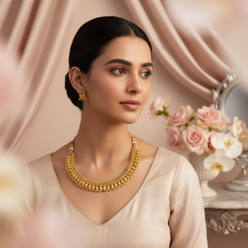 Mango Necklace Gold Finish