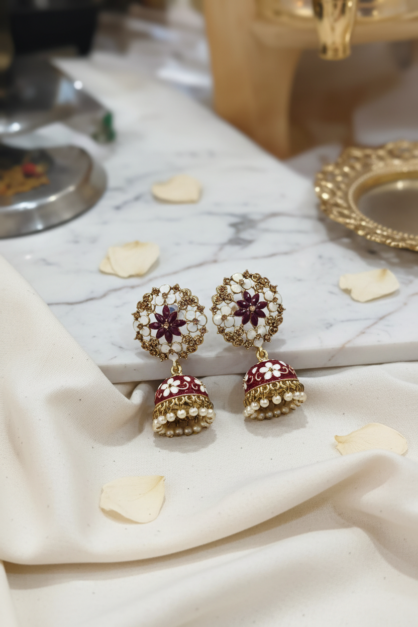 maroon_meenakari_earrings